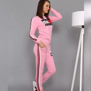 Women Sporting Stripes Classic Tracksuit (Pink)
