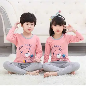 Baby Or Baba Pink Love Bear print Kids Night Suit (KD-17-B)