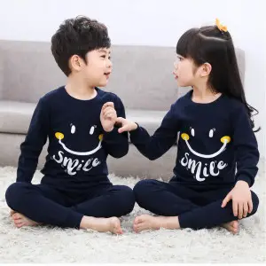 Baby Or Baba Navy Blue Smile print Kids Night Suit (KD-020-B)