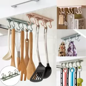 6 Hook Under Shelf Mug Cup Cupboard Kitchen Storage Organiser