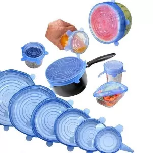 6 Pcs Reusable Food Cover Fresh Keeping Sealing Stretch Lid Container Silicone