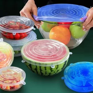 6 pcs Reusable Universal Silicone Lids for Keeping fresh Silicone Elastic Lids For Food Pots kitchen Accessories New