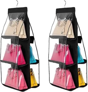 6 Pockets Double-Sided Hanging Storage Bags With Hanging Hook / Handbag, Purse, Bags Organizer