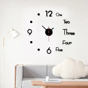 Cooper Half Alphabet DIY 3D 2mm Acrylic Wall Clock (12 Inches)