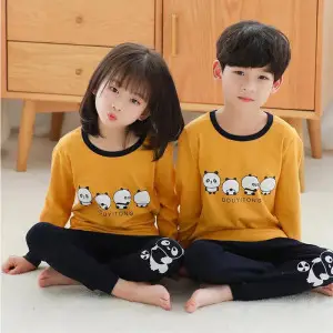 Baby Or Baba Yellow Panda printed Kids Night Suit (KD-030)