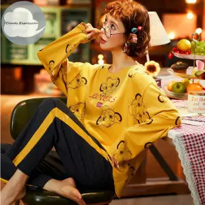 Printed Cotton Ladies Sleep Dress Night Wear with Shirt and Trouser (Design-62)