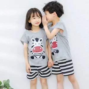 Baby Or Baba Grey zebra Printed kids Short Night Suit (KS-04-B)