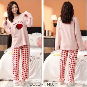 Printed Cotton Ladies Sleep Dress Night Wear with Shirt and Trouser (Design-70)