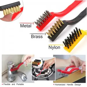3Pcs Gas Stove Cooker Wire Copper Fiber Brush Kitchen Cleaning Tool Set