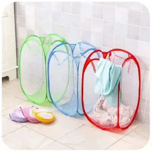 Foldable Rectangle Mesh Storage Laundry Basket
