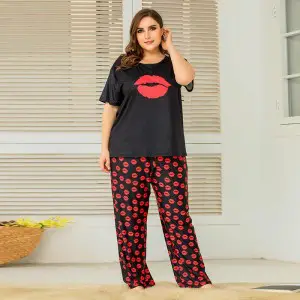 Printed Cotton Ladies Sleep Dress Night Wear with Shirt and Trouser (Design-78)