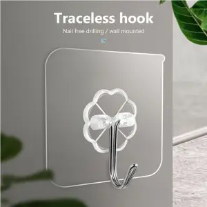 Transparent Strong Self Adhesive Door Wall Hangers Hooks (10pcs)