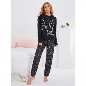 Printed Cotton Ladies Sleep Dress Night Wear with Shirt and Trouser (Design-103)