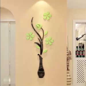 Iris Vase 3D Acrylic Mirror DIY 3D 2mm Acrylic Wall Art (GREEN) (24*60 inches)