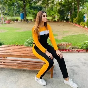 Multicolour Full Sleeves Gym Track Suit For Women (Yellow)