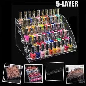 5 layer Clear Acrylic Organizer Makeup Cosmetic Lipstick Display Stand Holder Nail Polish Rack
