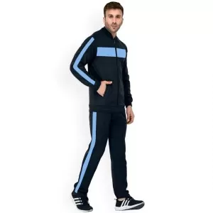 Branded Contrast Panelling Winter Tracksuit For Men (Black With Blue) (ABZ-094)