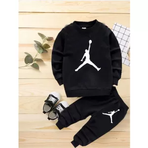 Spring Fall Stylish Casual Black Air Jordan Tracksuits For Kids