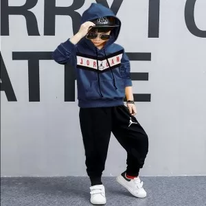 Spring Fall Stylish Casual Blue Jordan Tracksuits For Kids