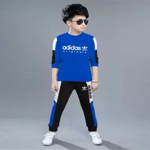 Spring Fall Stylish Casual Blue Adidas Tracksuits For Kids