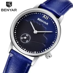 BENYAR Lady Diamond Edition Black & Blue Dial Wrist Watch (BY-1240)