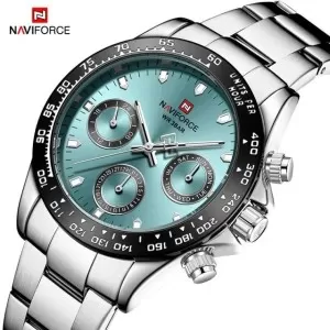 NAVIFORCE Royal Chronograph Unisex Edition Turquoise Dial Wrist Watch (nf-9193-4)