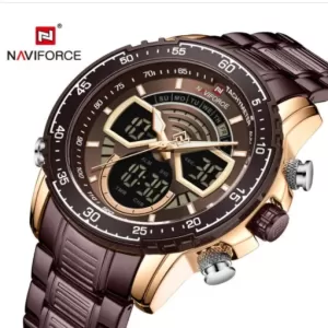 NAVIFORCE Dual Time Edition Brown Dial Wrist Watch (nf-9189-7)