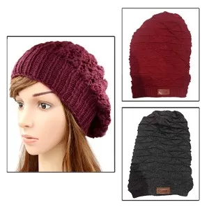 Pack of 2 – Best Quality Winter Warm Long Cap for Women