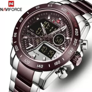 NAVIFORCE Dual Time Edition Brown Dial Wrist Watch (nf-9171-1)