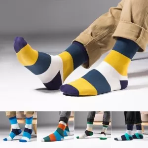 6 Pairs - Cotton Imported Color ful Dress Socks For Men