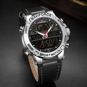 NAVIFORCE Dual Time Edition Silver Dial Black Strap (nf-9164-2)