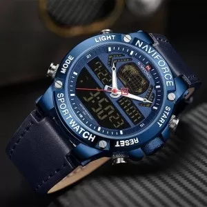 NAVIFORCE Dual Time Edition Blue Dial Dark Blue Strap (nf-9164-1)
