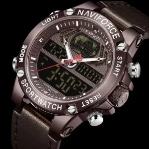 NAVIFORCE Dual Time Edition Rose Brown Dial Brown Strap (nf-9164-3)