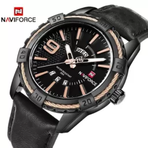 NAVIFORCE Day and Date Edition Black Dial & Strap Wrist Watch (nf-9117-4)