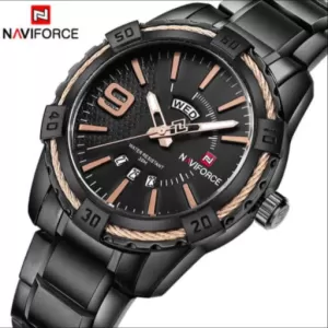 NAVIFORCE Day and Date Edition Black Dial & Bracelet Wrist Watch (nf-9117-5)