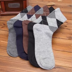 6 Pairs - Cotton Imported Dress Stripe Socks For Men