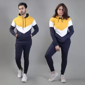 Contrast Three Color Autumn Hoodie Style Unisex Tracksuit (ABZ-107)