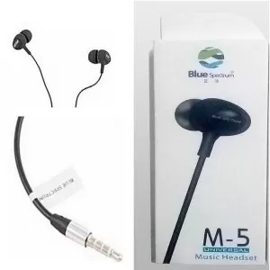 Blue Spectrum M-5 Earphones | Headphones | Handfree for All Smartphones Android & IOS - Black and White