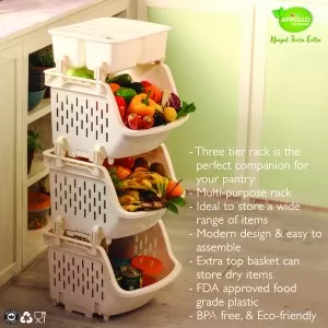 Three-tier Kitchen Rack with storage box