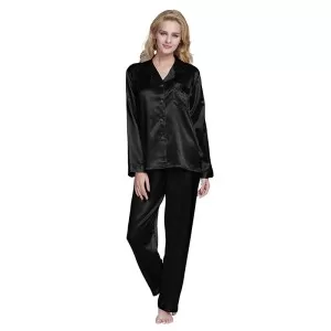 Silk Night Suit For Women (Black)