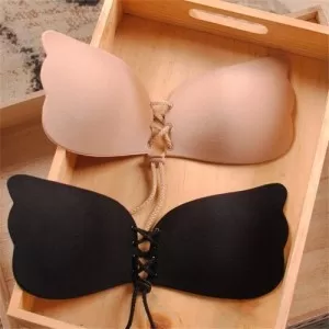 Silicone Strapless Self Adhesive Invisible Push-up with Drawstring Bra