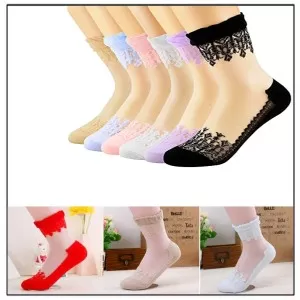4 Pairs– Imported Net Fancy Full Socks for Women