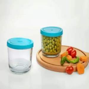 2 pcs Round glass food storage container
