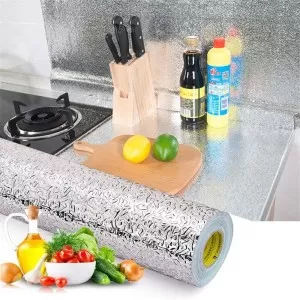 Waterproof Oil Proof Aluminum Foil Sticker Self Adhesive Wallpaper Kitchen Stove Wall Stickers