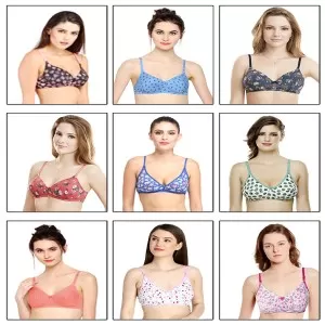Pack of 2 - Imported Fancy Cotton Printed Non Padded Bras for Women/Girls