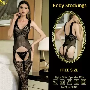 Women Sexy Lingerie Dress Stretchable And Transparent Net Stocking For Full Body (D-2)