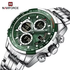 NAVIFORCE Dual Time Exclusive Edition Green Dial Wrist Watch (nf-9197-5)