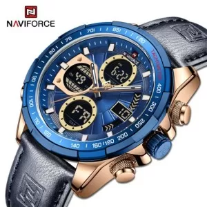 NAVIFORCE Dual Time Exclusive Edition Blue Dial Blue Strap Wrist Watch (nf-9197-3)