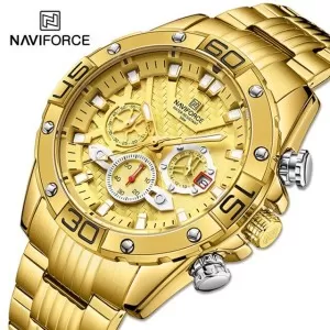 NAVIFORCE Chronograph Exclusive Edition Golden Dial Wrist Watch (nf-8019-5)