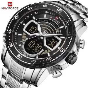 NAVIFORCE Dual Time Edition Black Dial Wrist Watch (nf-9189-4)
